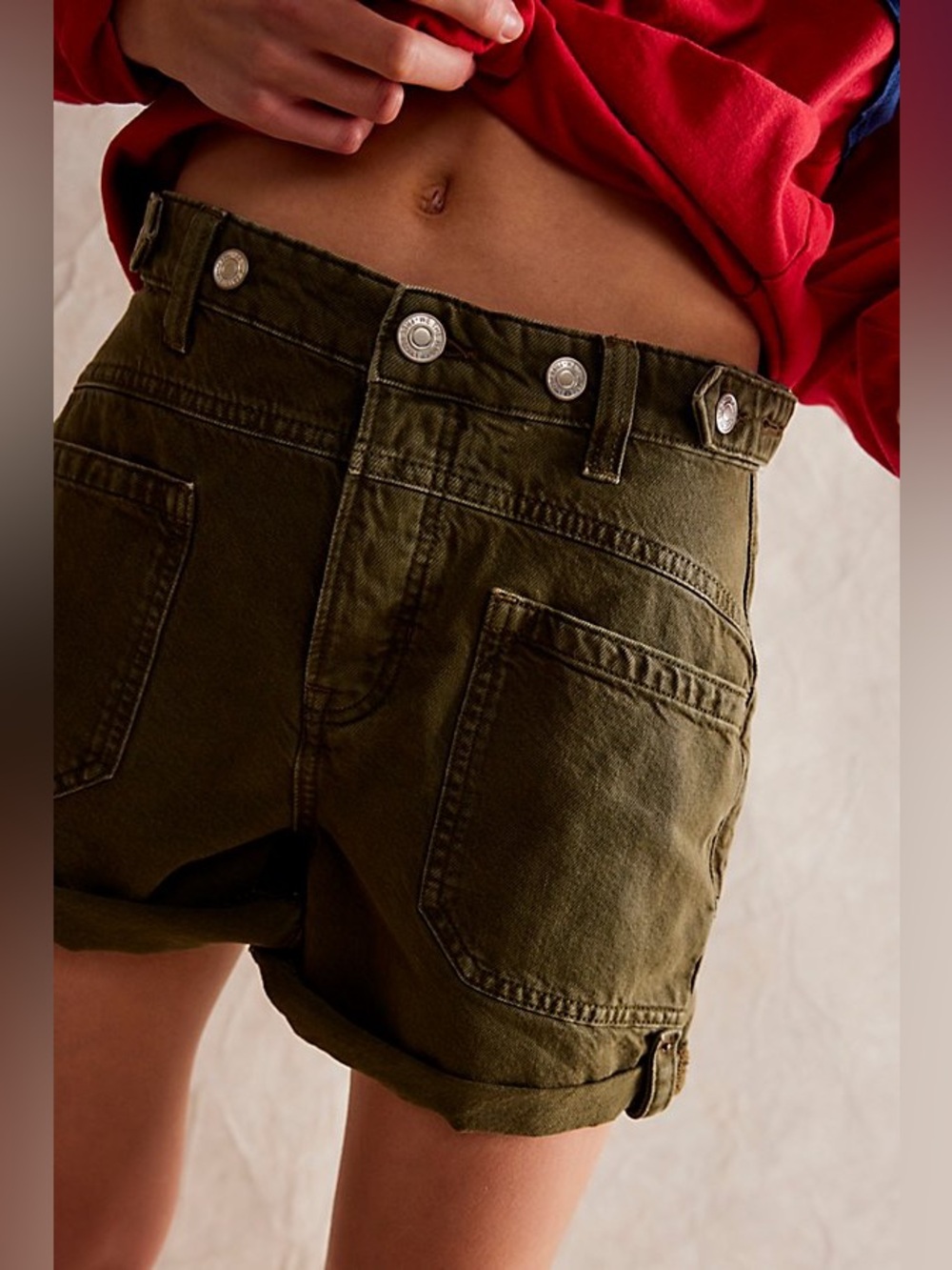 NWT FREE PEOPLE WE THE FREE Palmer Shorts | Greenery/Army MSRP $98 Size 33
